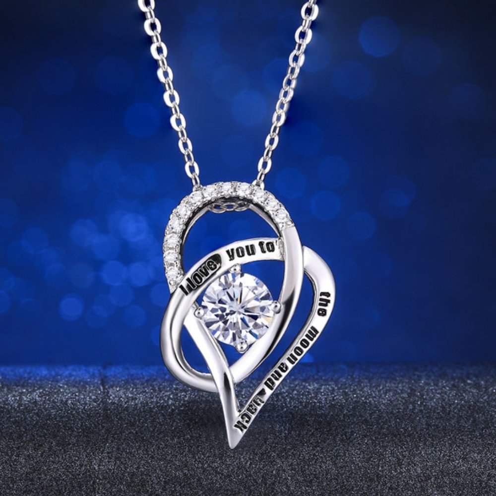 "Love You to the Moon and Back" silver necklace